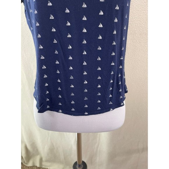 W-5 Navy Blue Nautical Sailboat Crop Top, Size Small - Picture 3 of 9